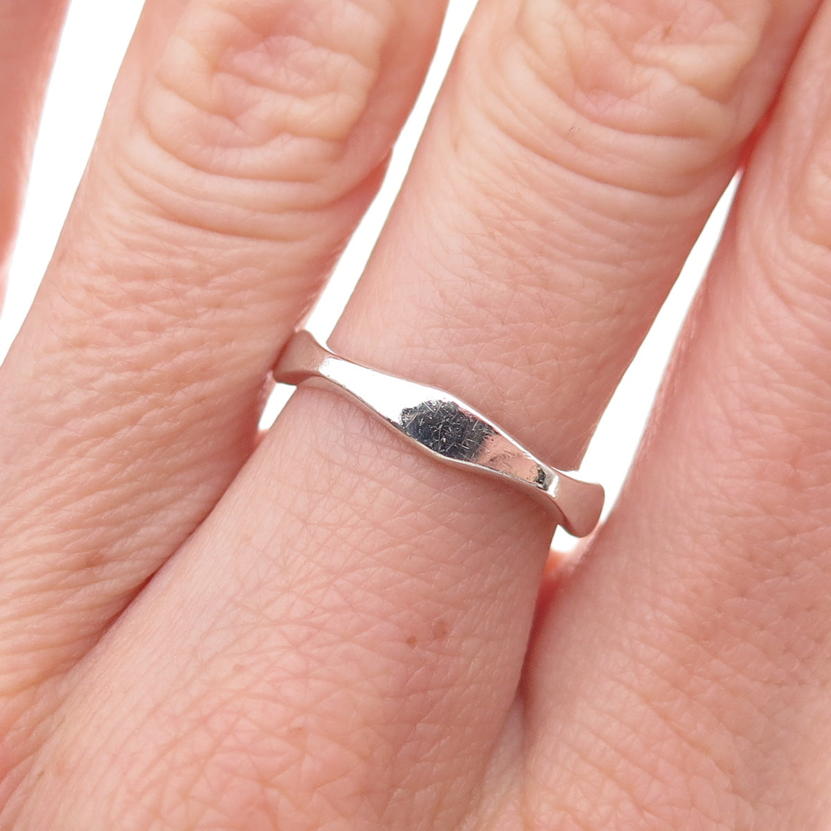 925 Sterling Silver Vintage Modernist Stackable Band Ring Size 7