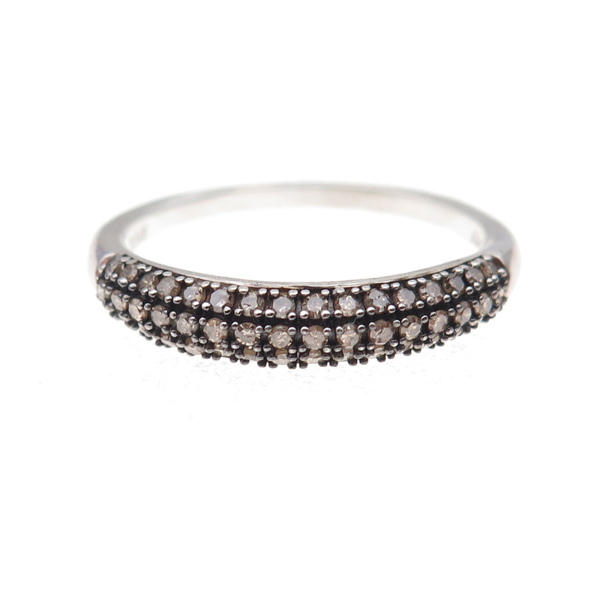 D'Joy 925 Sterling Silver Real Round-Cut Cognac Diamond Ring Size 11
