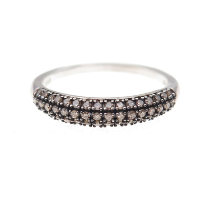 D'Joy 925 Sterling Silver Real Round-Cut Cognac Diamond Ring Size 11
