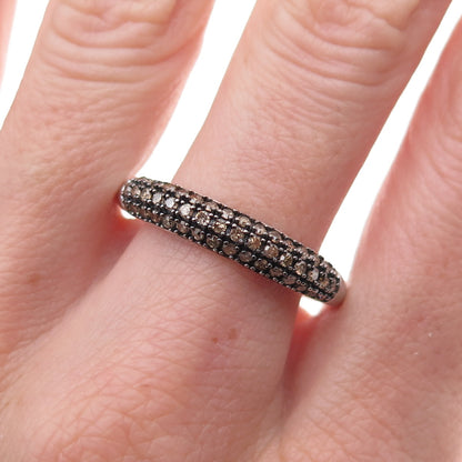 D'Joy 925 Sterling Silver Real Round-Cut Cognac Diamond Ring Size 11