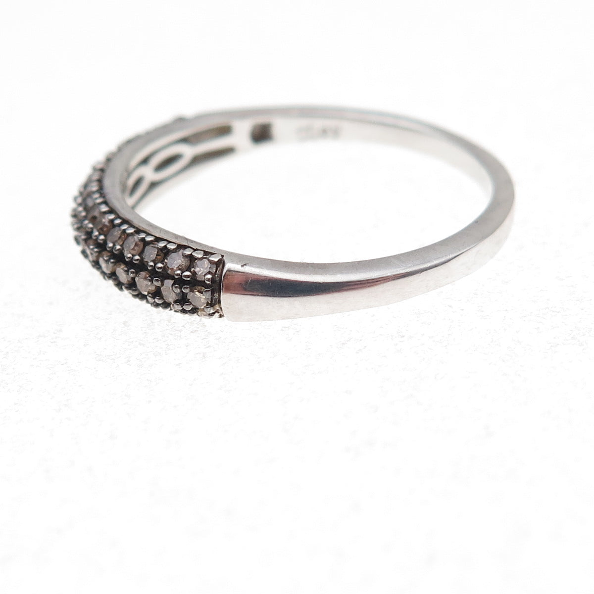 D'Joy 925 Sterling Silver Real Round-Cut Cognac Diamond Ring Size 11