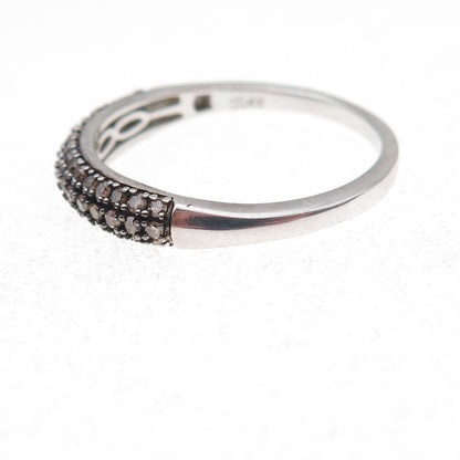 D'Joy 925 Sterling Silver Real Round-Cut Cognac Diamond Ring Size 11