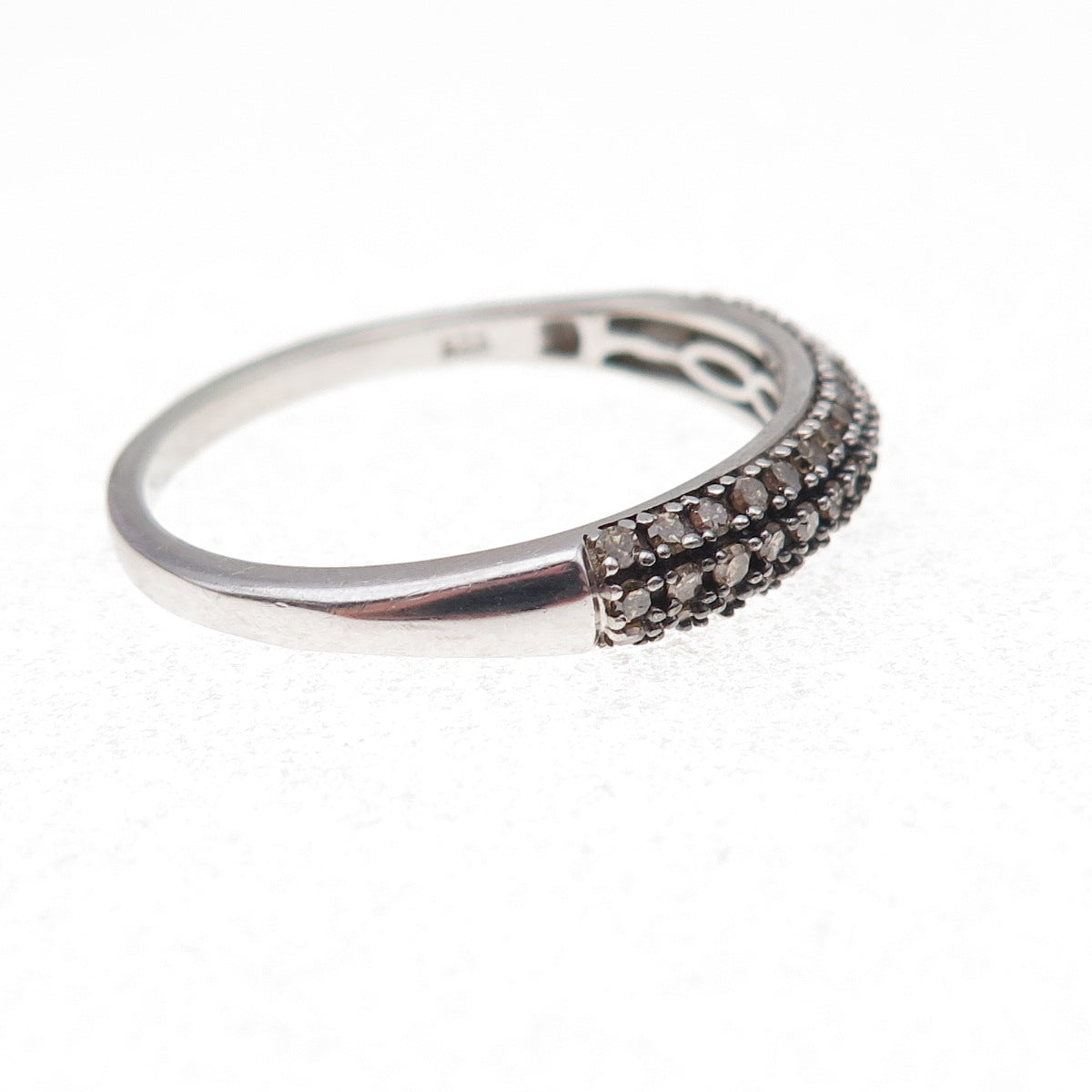 D'Joy 925 Sterling Silver Real Round-Cut Cognac Diamond Ring Size 11