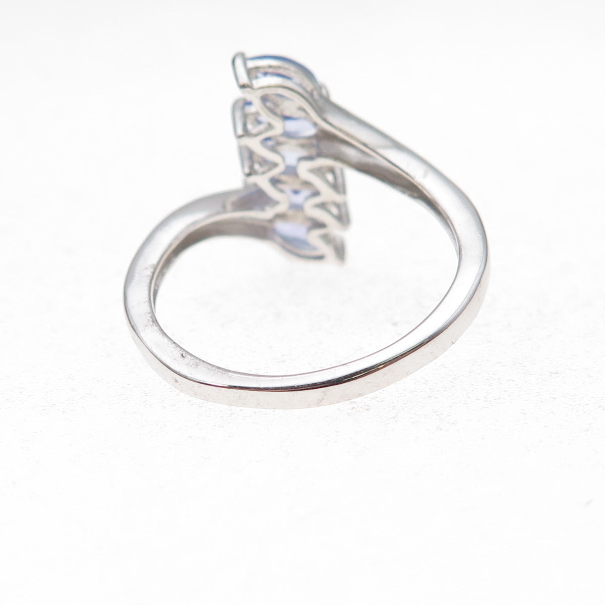 Chuck Clemency 925 Sterling Silver Real Marquise-Cut Tanzanite Ring Size 8.5
