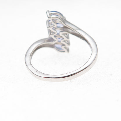 Chuck Clemency 925 Sterling Silver Real Marquise-Cut Tanzanite Ring Size 8.5