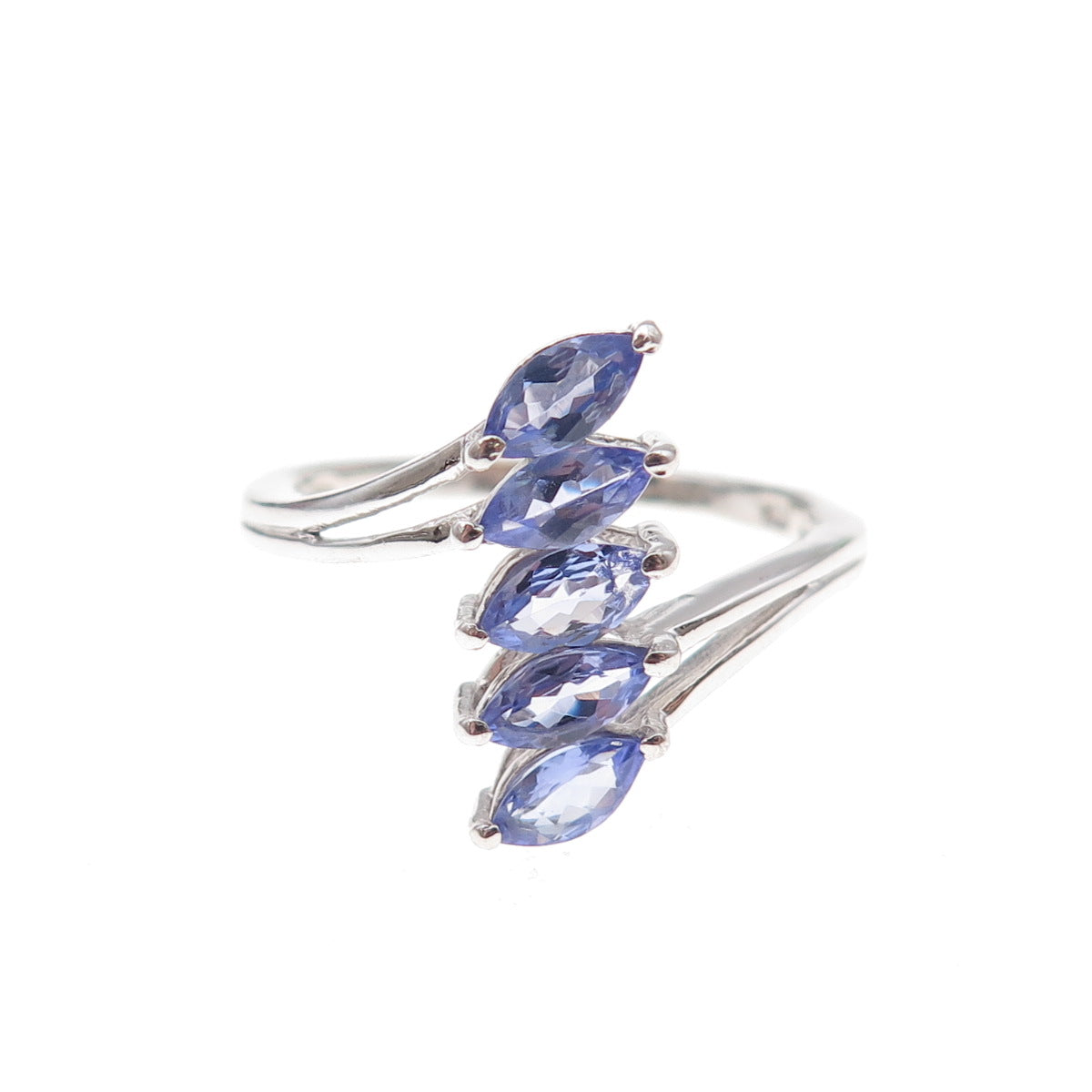 Chuck Clemency 925 Sterling Silver Real Marquise-Cut Tanzanite Ring Size 8.5