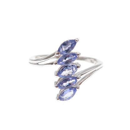 Chuck Clemency 925 Sterling Silver Real Marquise-Cut Tanzanite Ring Size 8.5
