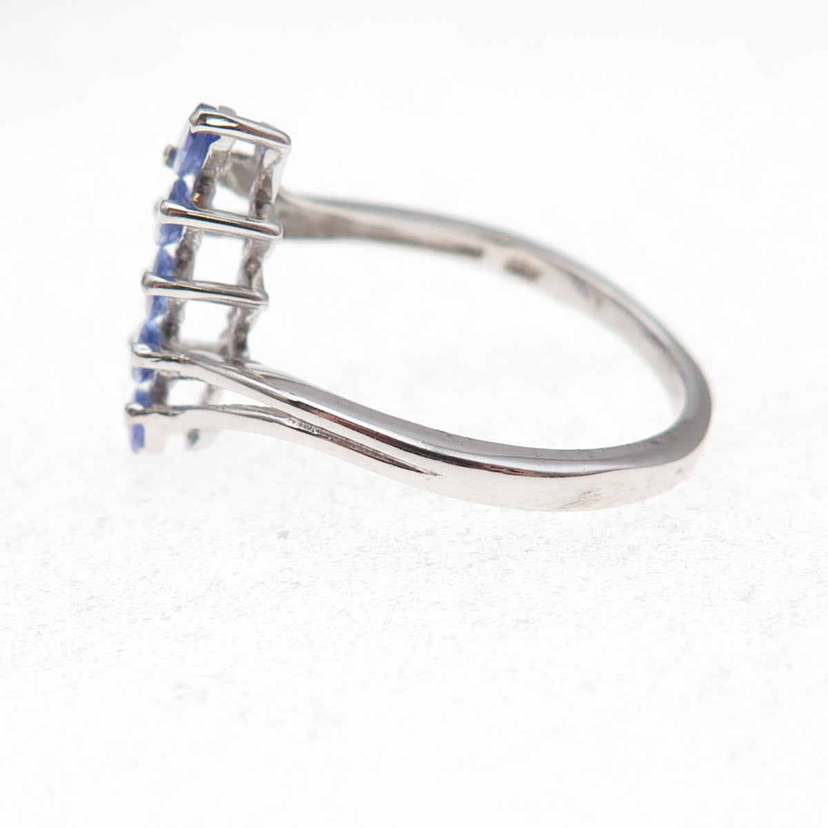 Chuck Clemency 925 Sterling Silver Real Marquise-Cut Tanzanite Ring Size 8.5