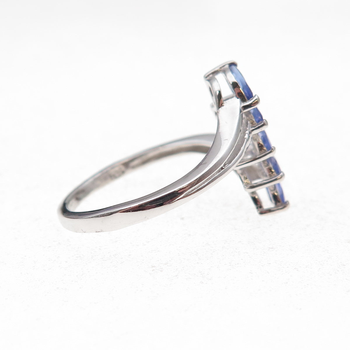 Chuck Clemency 925 Sterling Silver Real Marquise-Cut Tanzanite Ring Size 8.5