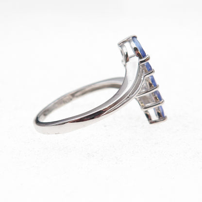 Chuck Clemency 925 Sterling Silver Real Marquise-Cut Tanzanite Ring Size 8.5