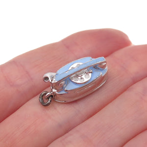 Wells 925 Sterling Antique Art Deco Enamel Retro Rotary Phone 3D Charm Pendant