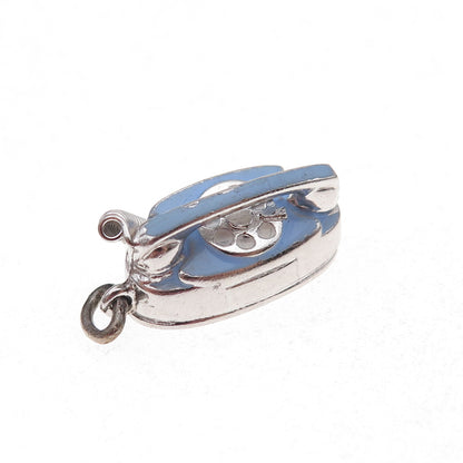 Wells 925 Sterling Antique Art Deco Enamel Retro Rotary Phone 3D Charm Pendant