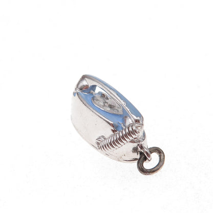 Wells 925 Sterling Antique Art Deco Enamel Retro Rotary Phone 3D Charm Pendant