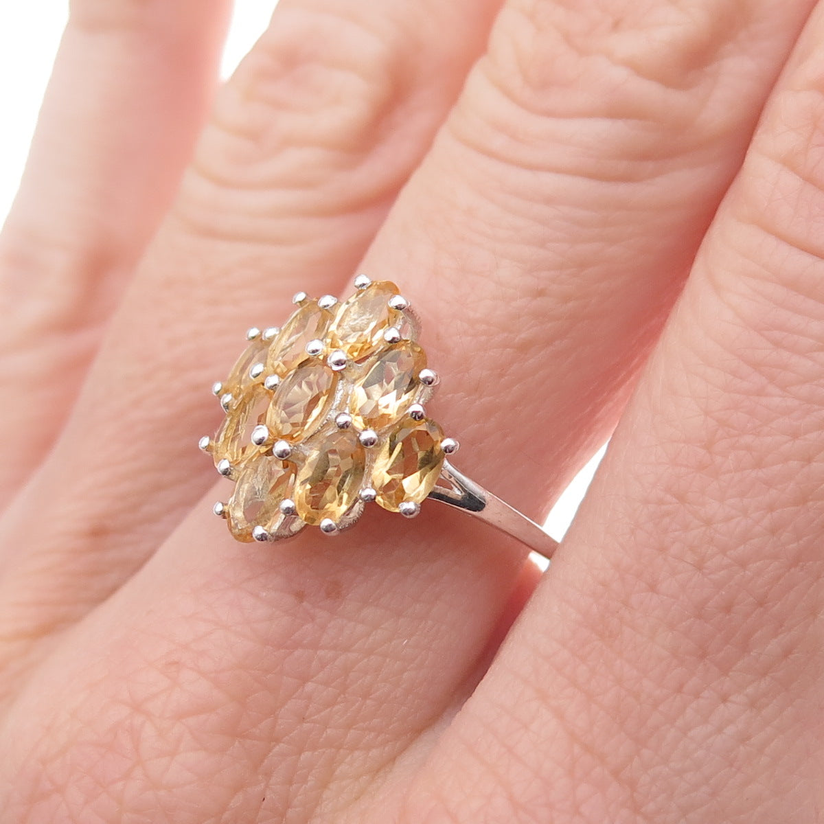 Chuck Clemency 925 Sterling Silver Real Oval-Cut Citrine Ring Size 8