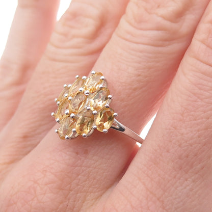 Chuck Clemency 925 Sterling Silver Real Oval-Cut Citrine Ring Size 8