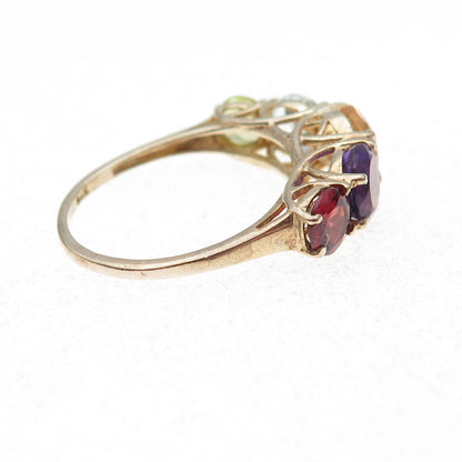 Chuck Clemency 925 Sterling Silver Gold Plated Real Multi-Gem Ring Size 8.25
