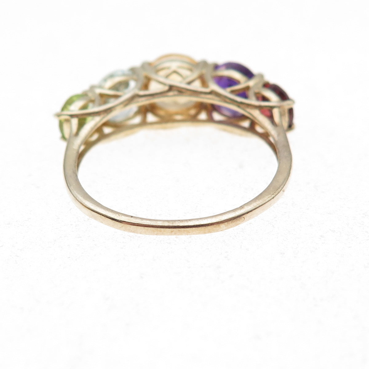 Chuck Clemency 925 Sterling Silver Gold Plated Real Multi-Gem Ring Size 8.25