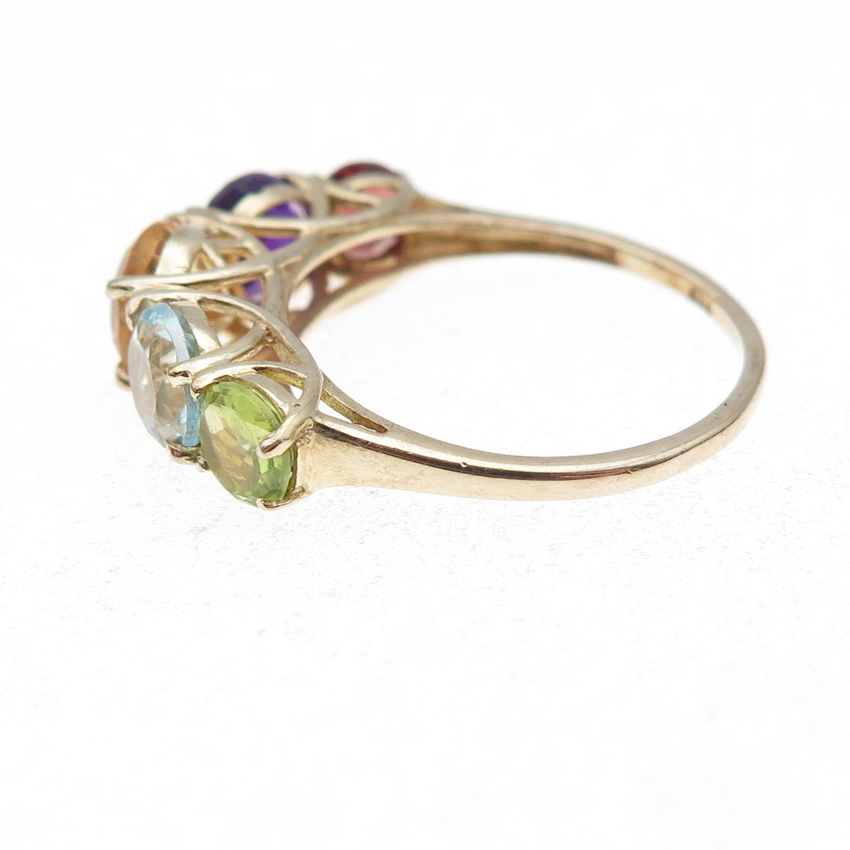 Chuck Clemency 925 Sterling Silver Gold Plated Real Multi-Gem Ring Size 8.25