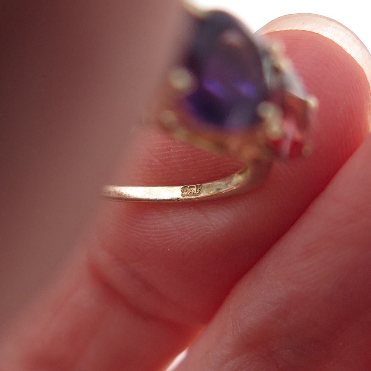 Chuck Clemency 925 Sterling Silver Gold Plated Real Multi-Gem Ring Size 8.25