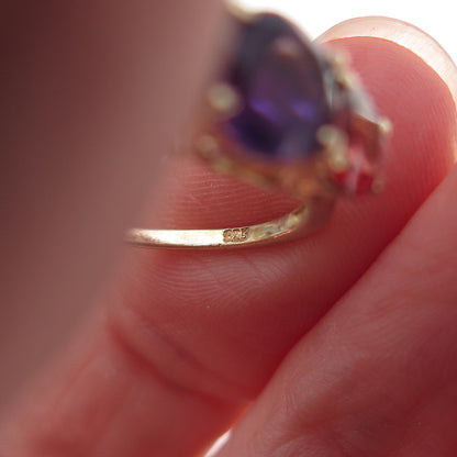 Chuck Clemency 925 Sterling Silver Gold Plated Real Multi-Gem Ring Size 8.25