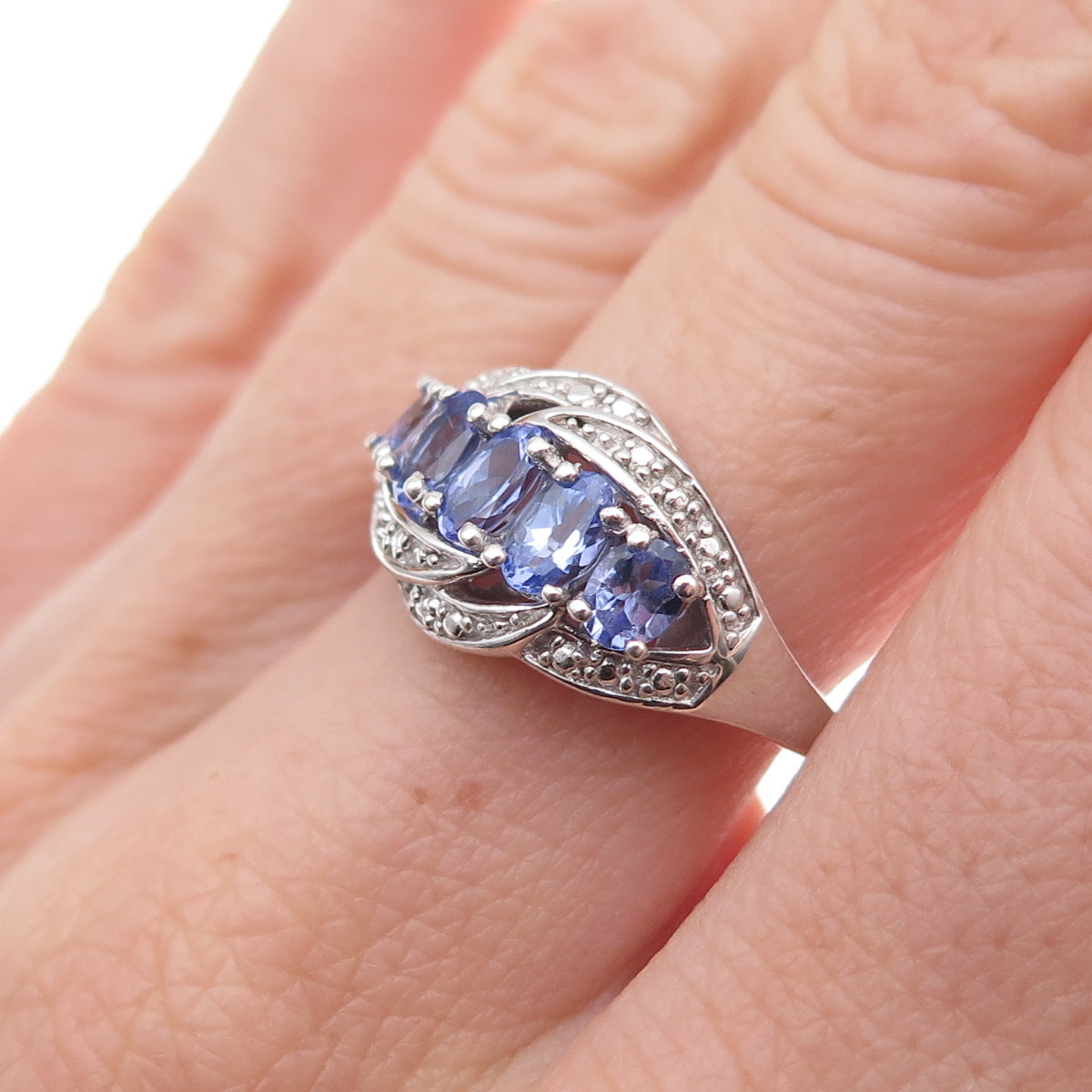 Chuck Clemency 925 Sterling Silver Real Oval-Cut Tanzanite Ring Size 8