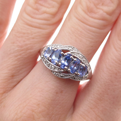 Chuck Clemency 925 Sterling Silver Real Oval-Cut Tanzanite Ring Size 8