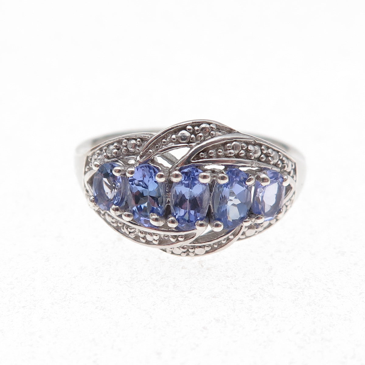 Chuck Clemency 925 Sterling Silver Real Oval-Cut Tanzanite Ring Size 8