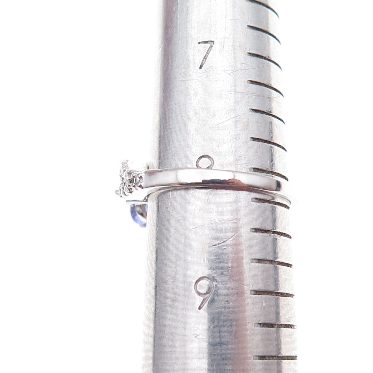 925 Sterling Silver Real Diamond & Tanzanite Bypass Ring Size 8.25
