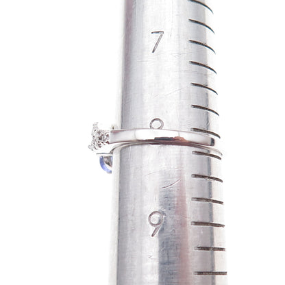 925 Sterling Silver Real Diamond & Tanzanite Bypass Ring Size 8.25
