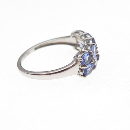 D'Joy 925 Sterling Silver Real Tanzanite & White Topaz Ring Size 8