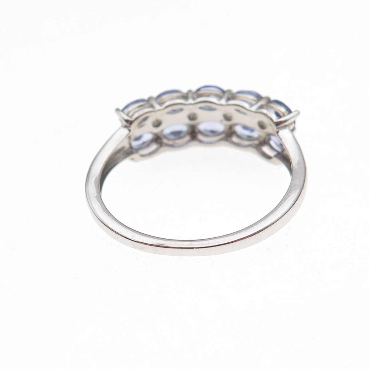 D'Joy 925 Sterling Silver Real Tanzanite & White Topaz Ring Size 8
