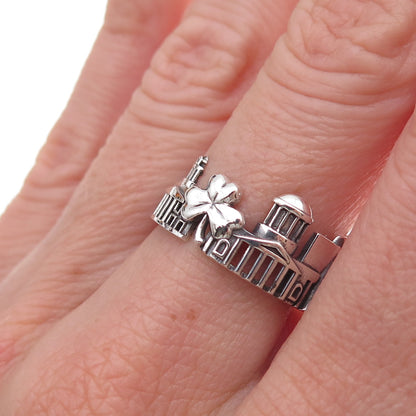 Ola Shekhtman 925 Sterling Silver Vintage Dublin Cityscape Ring Size 7.75