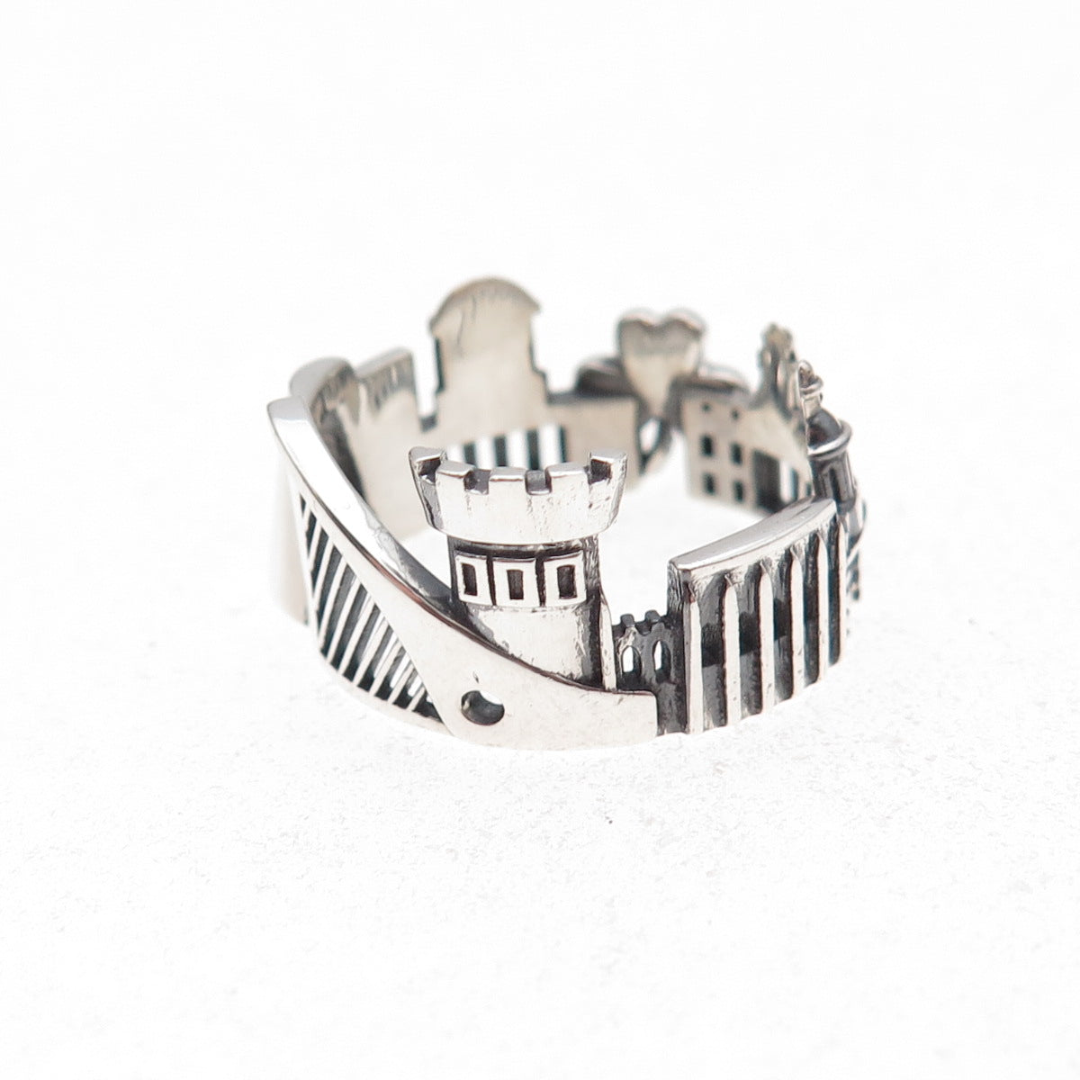 Ola Shekhtman 925 Sterling Silver Vintage Dublin Cityscape Ring Size 7.75