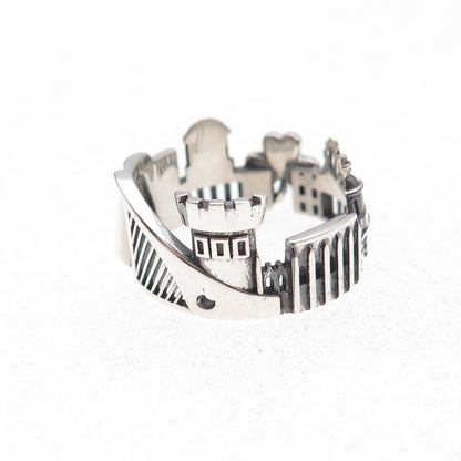 Ola Shekhtman 925 Sterling Silver Vintage Dublin Cityscape Ring Size 7.75