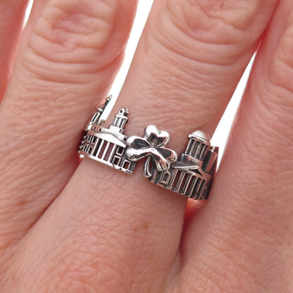 Ola Shekhtman 925 Sterling Silver Vintage Dublin Cityscape Ring Size 7.75