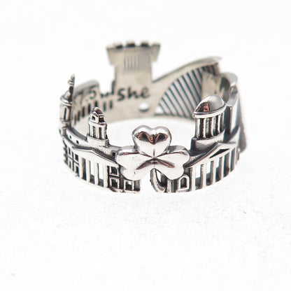 Ola Shekhtman 925 Sterling Silver Vintage Dublin Cityscape Ring Size 7.75