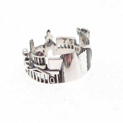 Ola Shekhtman 925 Sterling Silver Vintage Dublin Cityscape Ring Size 7.75