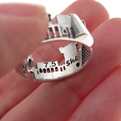 Ola Shekhtman 925 Sterling Silver Vintage Dublin Cityscape Ring Size 7.75