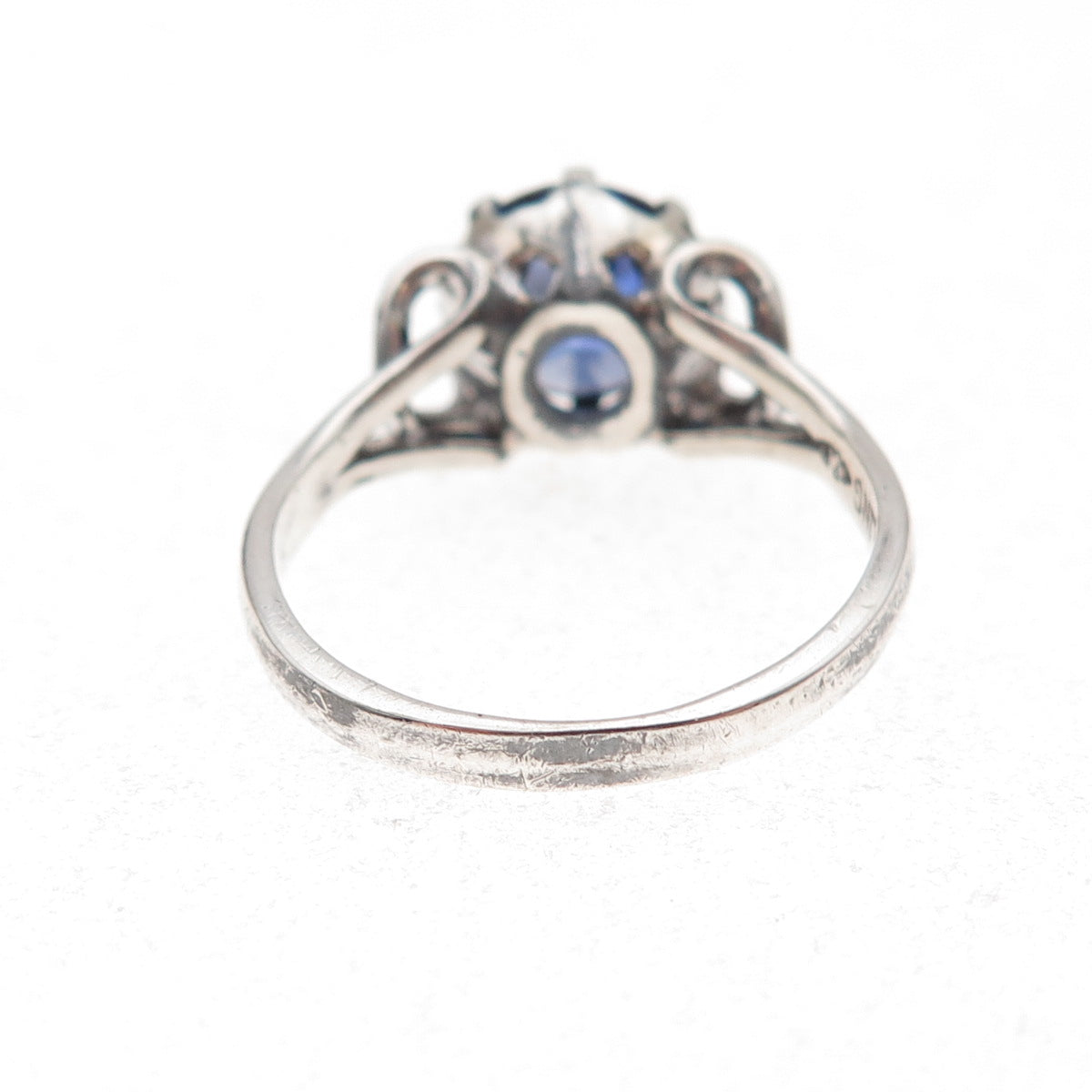 Clark & Coombs 925 Sterling Antique Art Deco Lab-Created Sapphire Ring Size 7.75
