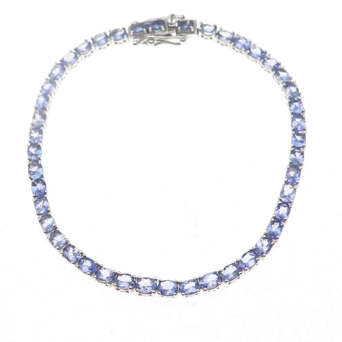 Chuck Clemency 925 Sterling Real Oval-Cut Tanzanite Tennis Link Bracelet 7.75"