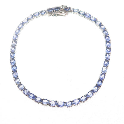 Chuck Clemency 925 Sterling Real Oval-Cut Tanzanite Tennis Link Bracelet 7.75"