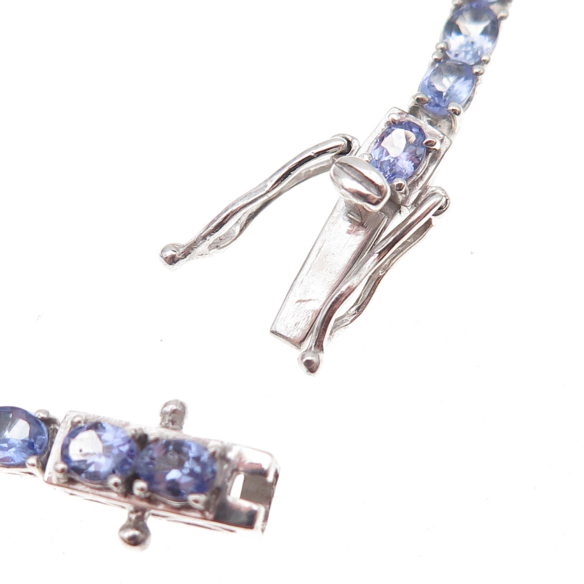 Chuck Clemency 925 Sterling Real Oval-Cut Tanzanite Tennis Link Bracelet 7.75"