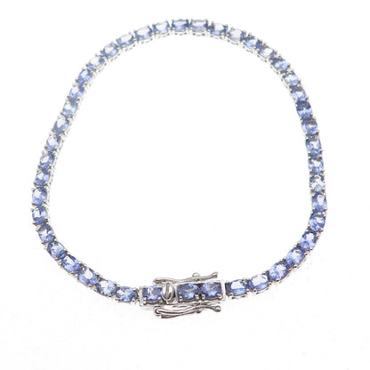 Chuck Clemency 925 Sterling Real Oval-Cut Tanzanite Tennis Link Bracelet 7.75"