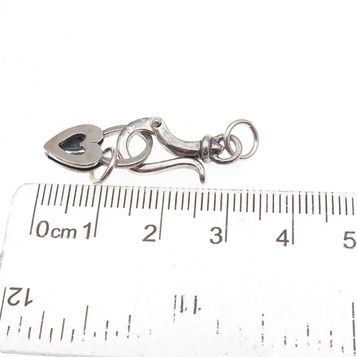 925 Sterling Silver Vintage Bracelet / Necklace Heart & Hook Lock Clasp