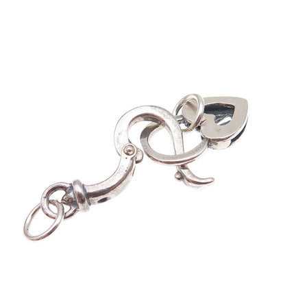 925 Sterling Silver Vintage Bracelet / Necklace Heart & Hook Lock Clasp