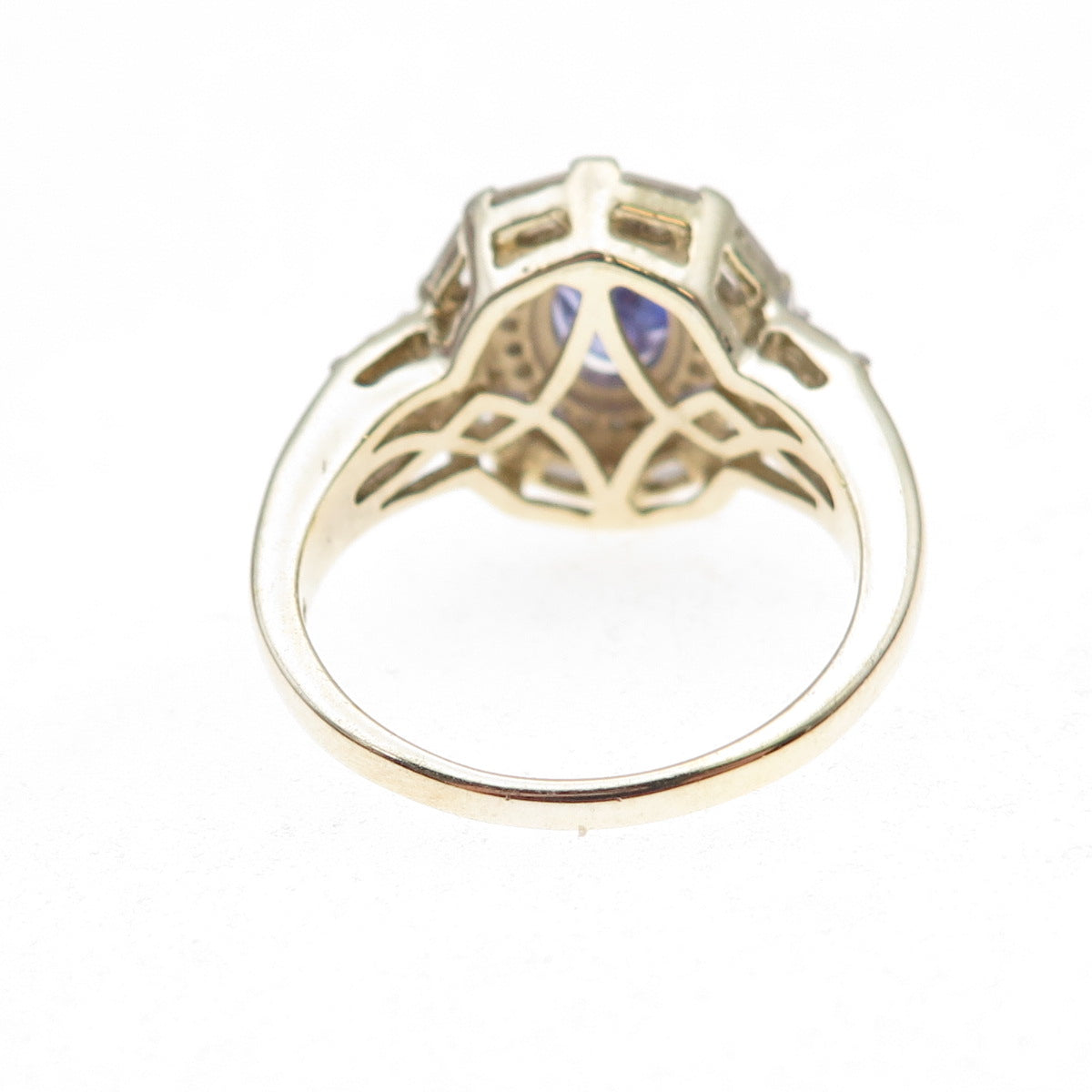 RJ Graziano 925 Sterling Gold Plated Real Tanzanite & White Topaz Ring Size 8