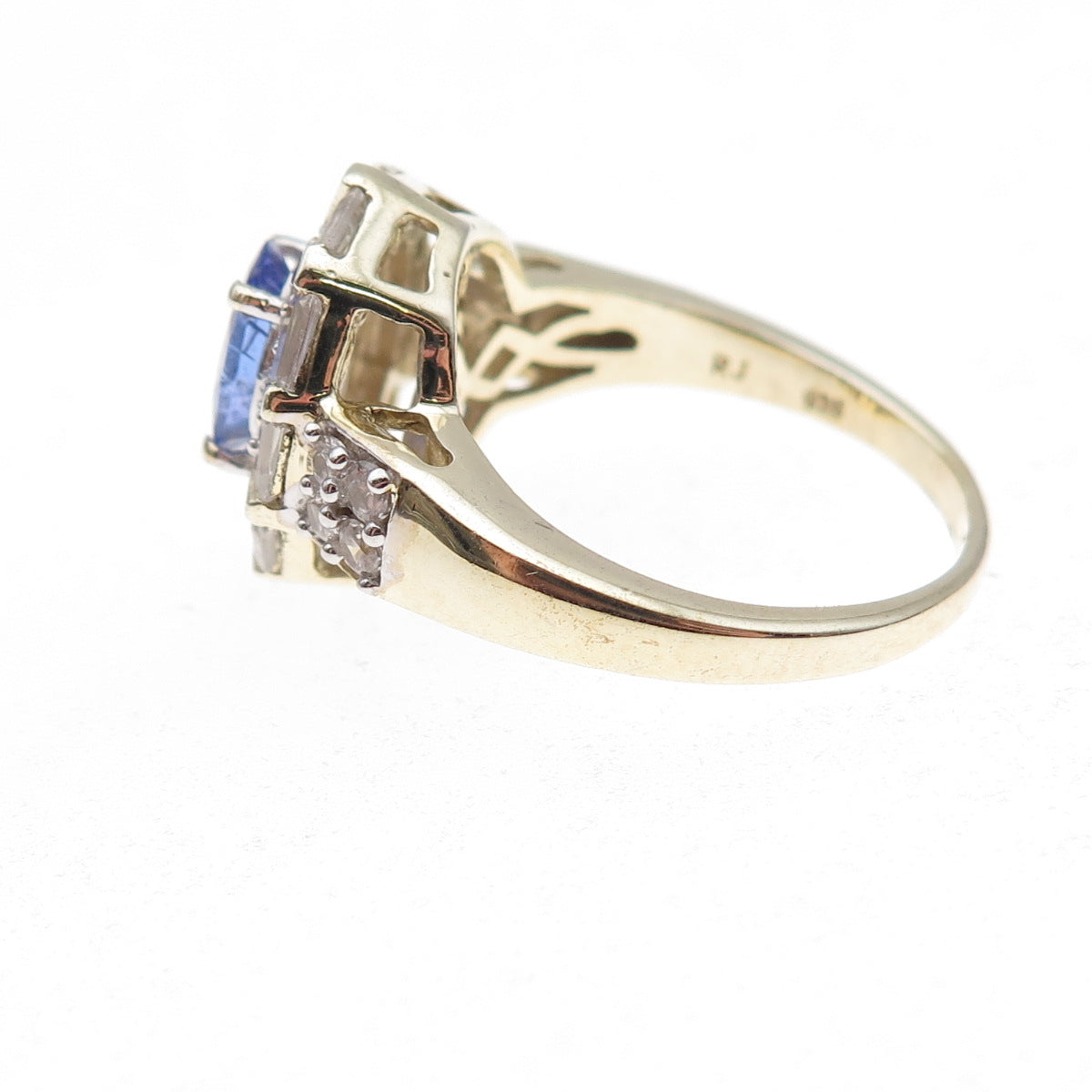 RJ Graziano 925 Sterling Gold Plated Real Tanzanite & White Topaz Ring Size 8