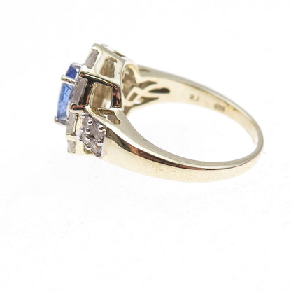 RJ Graziano 925 Sterling Gold Plated Real Tanzanite & White Topaz Ring Size 8