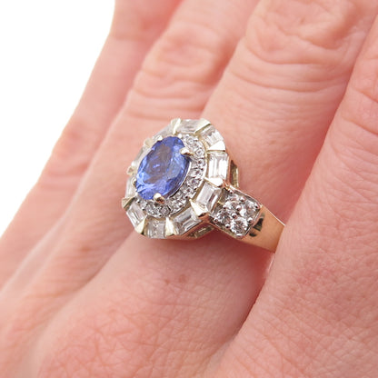 RJ Graziano 925 Sterling Gold Plated Real Tanzanite & White Topaz Ring Size 8
