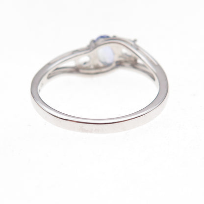 925 Sterling Silver Real Tanzanite & White Topaz Ring Size 8